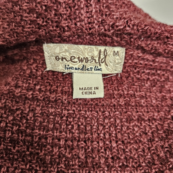 One World womens size medium long open front cardigan - Picture 7 of 9